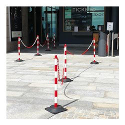 Moravia Kettenständer Set mit Hartgummifuß rot/weiß 10 m Kette + Verbinder + Haken 6 Stk.