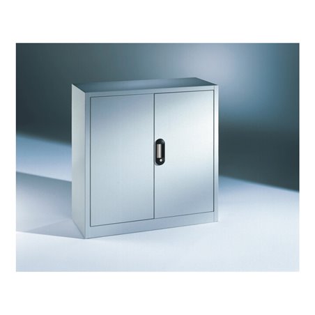 Regalwerk Regal Beistell-Sideboard mit Flügeltüren, 2 Fachböden, lichtgrau RAL 7035, BxTxH 1005x300x1200 mm