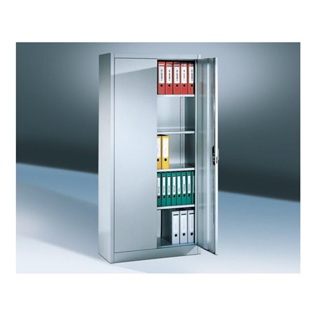 Regalwerk Regal Beistell-Sideboard mit Flügeltüren, 2 Fachböden, lichtgrau RAL 7035, BxTxH 1005x300x1950 mm