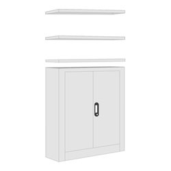 Regalwerk Regal Regal-/Sideboard-Kombination, Schrankhöhe 1200 mm, lichtgrau RAL 7035, inkl. 3 Regalfachböden, BxTxH 1005x300x20