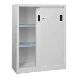 Pavoy Schiebetürenschrank, 1200x1000x400 mm, 2 Böden verzinkt, RAL 7035