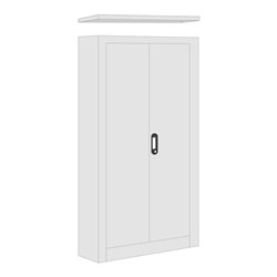 Regalwerk Regal Regal-/Schrank-Kombination, Schrankhöhe 1950 mm, lichtgrau RAL 7035, inkl. 1 Regalfachboden, BxTxH 1 005x300x200