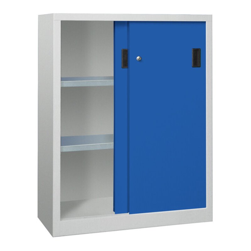 Pavoy Schiebetürenschrank, 1200x1000x500 mm, 2 Böden verzinkt, RAL 7035/5010