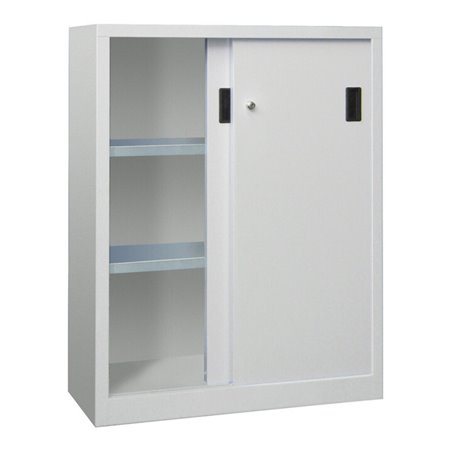Pavoy Schiebetürenschrank, 1200x1000x500 mm, 2 Böden verzinkt, RAL 7035