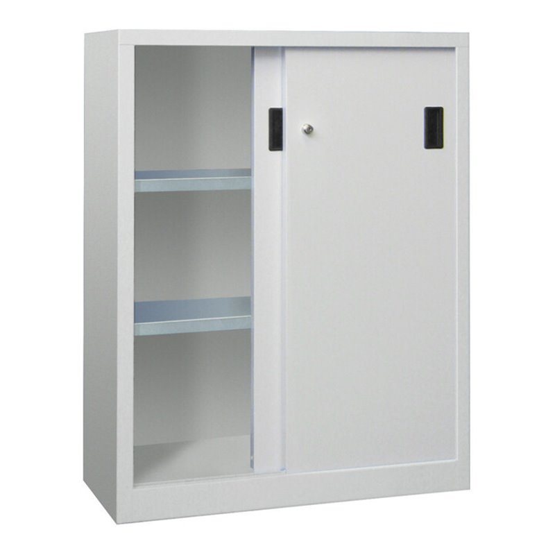 Pavoy Schiebetürenschrank, 1200x1000x600 mm, 2 Böden verzinkt, RAL 7035