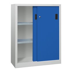 Pavoy Schiebetürenschrank, 1200x1000x600 mm, 2 Böden verzinkt, RAL 7035/5010