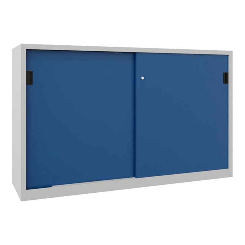 Pavoy Schiebetürenschrank, 1200x2000x600 mm, 4 Böden verzinkt, RAL 7035/5010