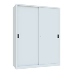 Pavoy Schiebetürenschrank, 1950x1500x600 mm, 8 Böden verzinkt, RAL 7035