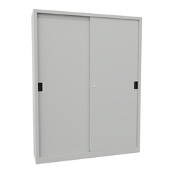 Pavoy Schiebetürenschrank, 1950x1500x400 mm, 8 Böden verzinkt, RAL 7035