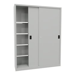 Pavoy Schiebetürenschrank, 1950x1500x400 mm, 8 Böden verzinkt, RAL 7035