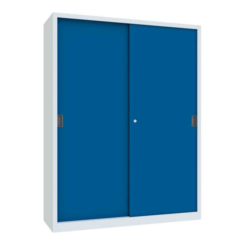 Pavoy Schiebetürenschrank, 1950x1500x500 mm, 8 Böden verzinkt, RAL 7035/5010