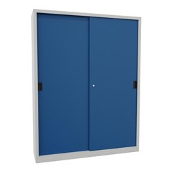 Pavoy Schiebetürenschrank, 1950x1500x400 mm, 8 Böden verzinkt, RAL 7035/5010