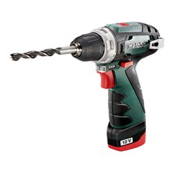 Metabo Akku-Bohrschrauber PowerMaxx BS Basic Kunststoffkoffer 12V 2x2Ah Li-Power + LC 40