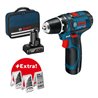 Bosch Akku-Bohrschrauber GSR 12V-15 mit 1 x 2,0 Ah 1 x 4,0 Ah Zubehör-Set in Tasche