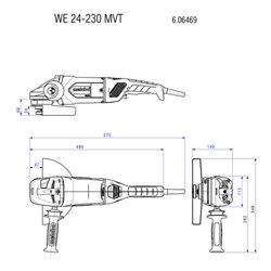 Metabo Winkelschleifer WE 24-230 MVT mit drehbarem Haupthandgriff Kunststoffkoffer