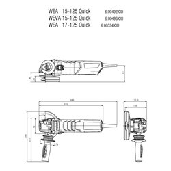 Metabo Winkelschleifer WEVA 15-125 Quick mit Drehzahlregelung, Schnellspannnmutter Karton