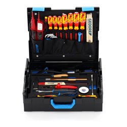 Gedore Werkzeugkoffer L-BOXX 136, Set 36-teilig, gefüllt, Werkzeug für Elektriker, im Kunststoffkoffer, 1100-02