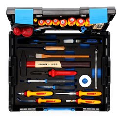 Gedore Werkzeugkoffer L-BOXX 136, Set 36-teilig, gefüllt, Werkzeug für Elektriker, im Kunststoffkoffer, 1100-02