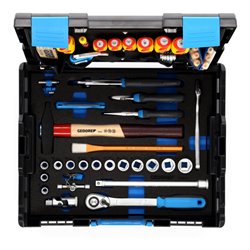 Gedore Werkzeugkoffer L-BOXX 136, Set 58-teilig, gefüllt, Werkzeug für Hand- und Heimwerker, im Kunststoffkoffer, 1100-01