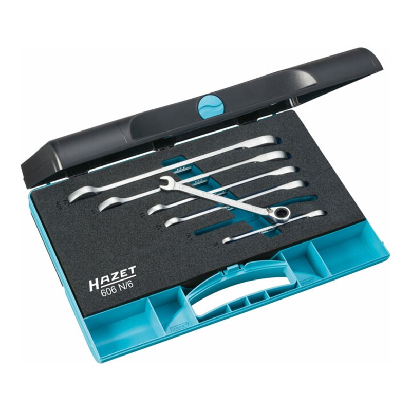 Knarrenringmaulschlüsselsatz 606N/6 6-tlg.SW 8-19mm abgew.HAZET