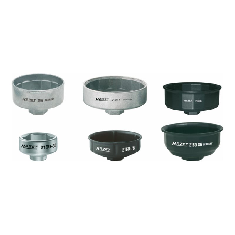 HAZET Ölfilter-Schlüssel-Satz 2169/6 Vierkant hohl 10 mm (3/8 Zoll), Vierkant hohl 12,5 mm (1/2 Zoll) Außen-Sechskant Profil Anz