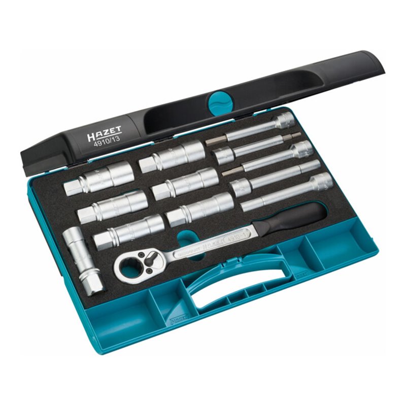 HAZET Stoßdämpfer-Werkzeug-Satz 4910/13 Vierkant hohl 12,5 mm (1/2 Zoll) Innen TX Profil, Innen-Sechskant Profil, Zapfenprofil h