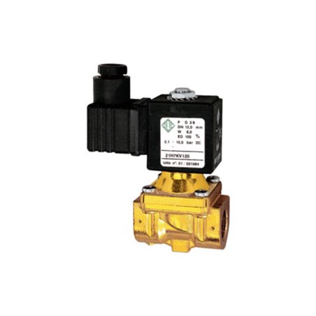 Riegler 2/2-MV,MS,NC,vorge.,24V DC,5W,FKM,G1/2,PN0,1-10bar