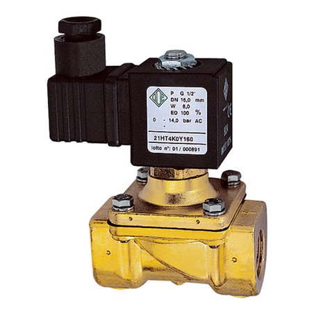 Riegler 2/2-MV,MS,NC,zwangsg.,24V DC, 14W,NBR+PA, G1/2, PN 0-14bar