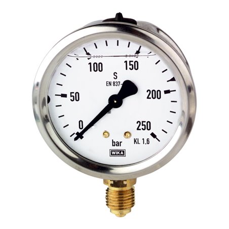 Riegler Glyzerinmanometer, CrNi-Stahl, G 1/4 unten, 0 - 10,0 bar, Ã˜ 63