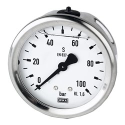 Riegler Glyzerinmano., CrNi-Stahl, G 1/4 hinten zentr., 0-160,0 bar, Ã˜ 63