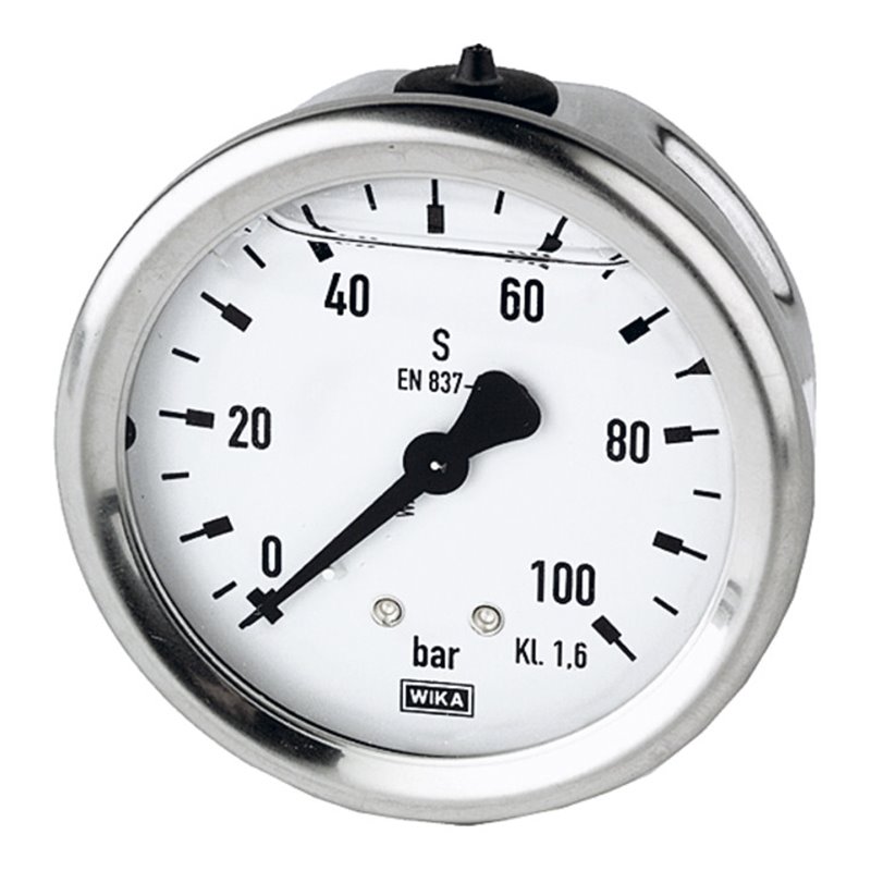 Riegler Glyzerinmano, CrNi-Stahl, G 1/4 hinten zentr., 0 - 10,0 bar, Ã˜ 63