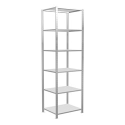 Schulte Grundregal Steckregal MULTIplus150 2500 x 750 x 600 mm 6 Fachböden Kreuzstrebe RAL 7035 lichtgrau