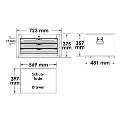 VIGOR Aufsatzkoffer V1902 Gesamtlänge: 723 mm