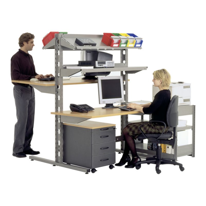 Bito PC-Stationen und Steh-Arbeitsplätze B 1306 mm x H 1785 mm x T 1700 mm, graualuminium