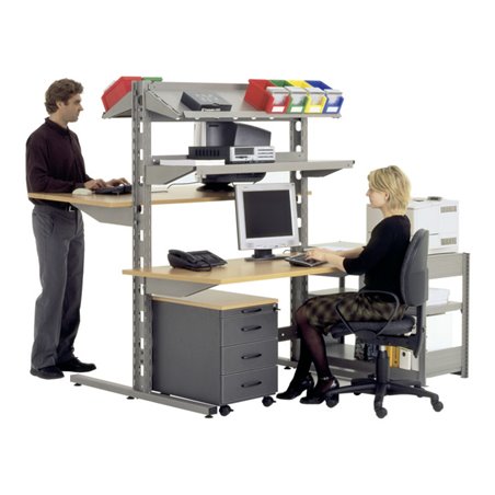 Bito PC-Stationen und Steh-Arbeitsplätze B 1306 mm x H 1785 mm x T 1700 mm, graualuminium