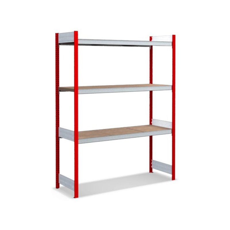Bito Großfachregal-Set mit 3 Ebenen Spanplatte, Grundfeld feuerrot