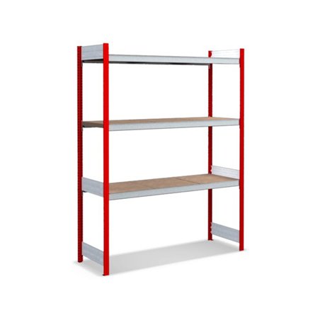 Bito Großfachregal-Set mit 3 Ebenen Spanplatte, Grundfeld feuerrot