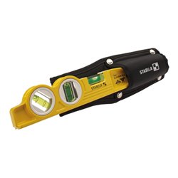 STABILA Wasserwaage Type 81 SV REM W45 Torpedo 25 cm mit Seltenerd-Magnetsystem 45°-Winkel-Libelle und Gürteltasche