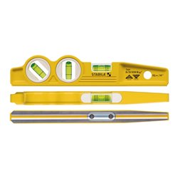 STABILA Wasserwaage Type 81 SV REM W45 Torpedo 25 cm mit Seltenerd-Magnetsystem 45°-Winkel-Libelle und Gürteltasche