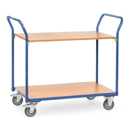 fetra Tischwagen 1600, Tragkraft 200kg TPE-Reifen, 2 Etagen, 2 Schiebebügel