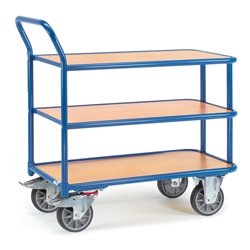 fetra Tischwagen 2612, Tragkraft 400kg TPE-Reifen, 3 Etagen, 1 Schiebebügel