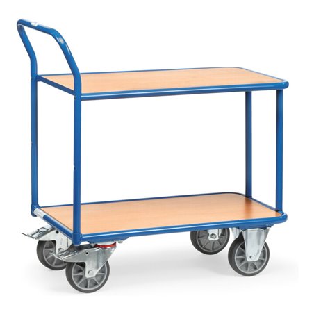 fetra Tischwagen 2600, Tragkraft 400kg TPE-Reifen, 2 Etagen, 1 Schiebebügel