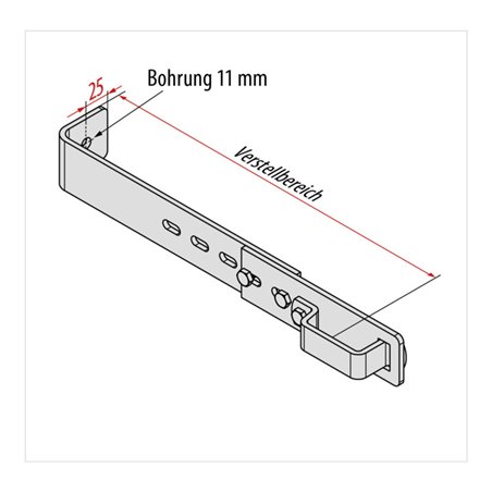 Hymer Wandhaken verstellbar, Stahl, Verstellbereich 155-245 mm