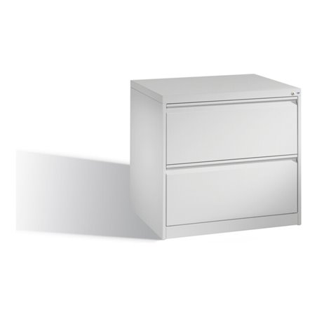 C+P Hängeregistraturschrank Acurado für Hängehefter DIN A4, 2 Schubladen, zweibahnig Front Lichtgrau Korpus Lichtgrau
