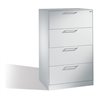 C+P Hängeregistraturschrank Asisto für Hängehefter DIN A4, 4 Schubladen, zweibahnig Front Lichtgrau Korpus Lichtgrau