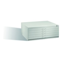 C+P Flachablageschrank für Formate bis DIN A1, 5 Schubladen, H420xB1100xT765mm Front Lichtgrau Korpus Lichtgrau