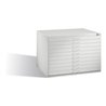 C+P Flachablageschrank für Formate bis DIN A1, 10 Schubladen, H760xB1100xT765mm Front Lichtgrau Korpus Lichtgrau