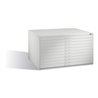 C+P Flachablageschrank für Formate bis DIN A0, 10 Schubladen, H760xB1350xT960mm Front Lichtgrau Korpus Lichtgrau
