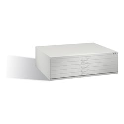 C+P Flachablageschrank für Formate bis DIN A0, 5 Schubladen, H420xB1350xT960mm Front Lichtgrau Korpus Lichtgrau