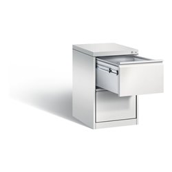 C+P Hängeregistraturschrank Acurado für Hängehefter DIN A4, 2 Schubladen, einbahnig Front Lichtgrau Korpus Lichtgrau